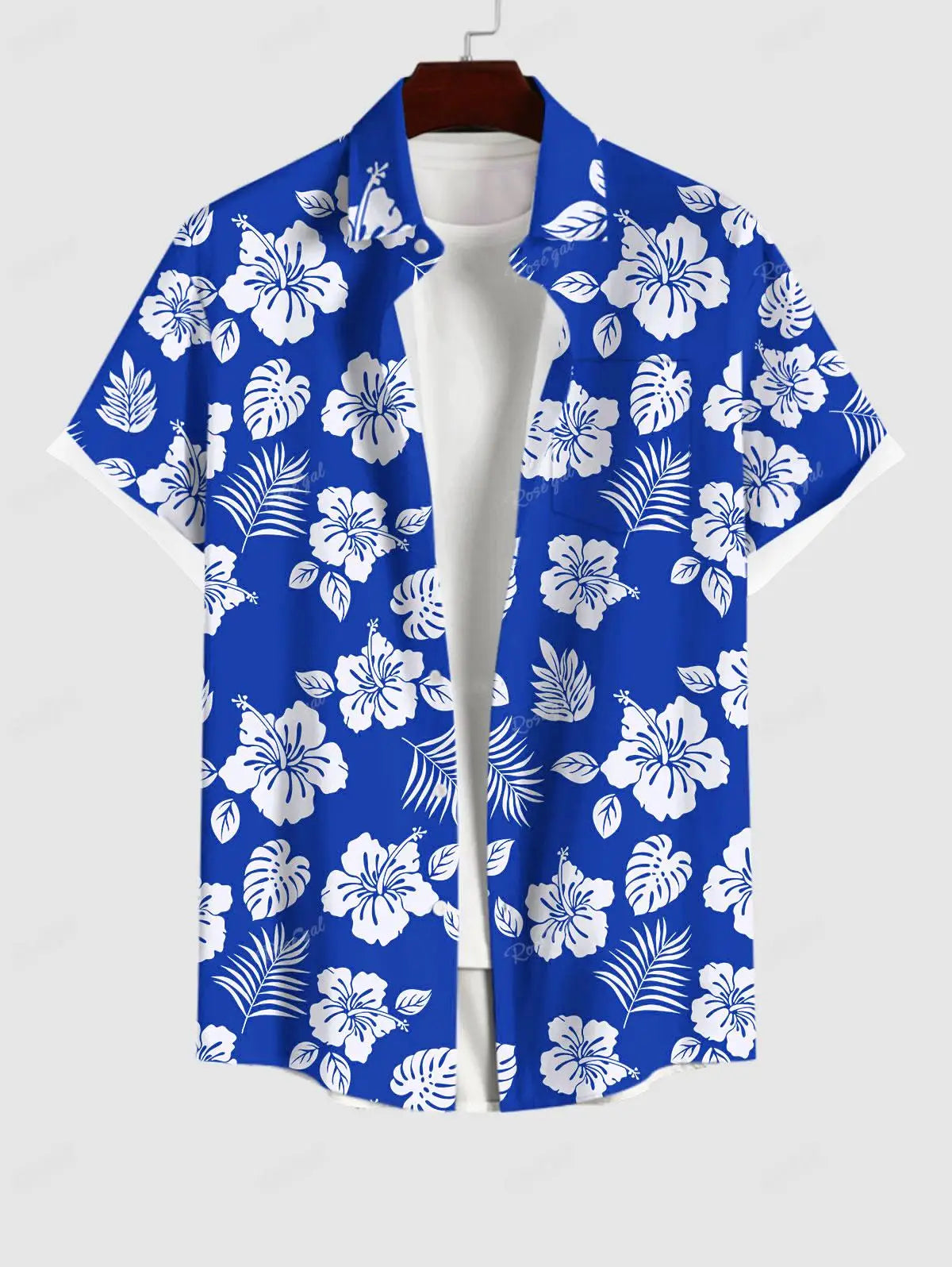 Rosegal Matchable Couple Hawaiian Flower Coconut Leaves Print Shirt or Plus Size Knee Length Fit and Flare Tank Dress