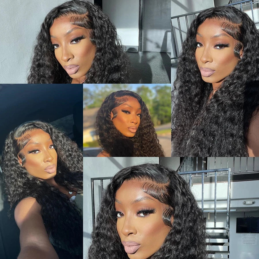200 Density Water Wave 13x6 Transparent Lace Front Wig Glueless Human Hair Wigs Deep Wave 13x4 Lace Frontal Wig For Women