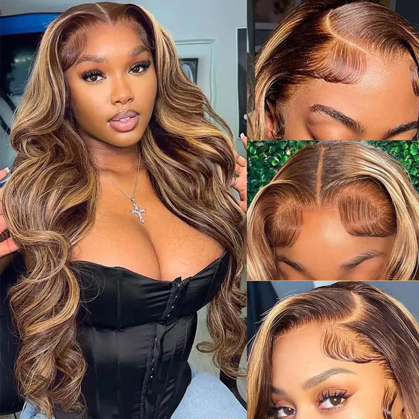 30 Inch 4/27 Highlight Wig Human Hair Body Wave 13x6 Hd Lace Frontal Wig Brazilian Remy Colored Transparent Lace 13x4 For Women