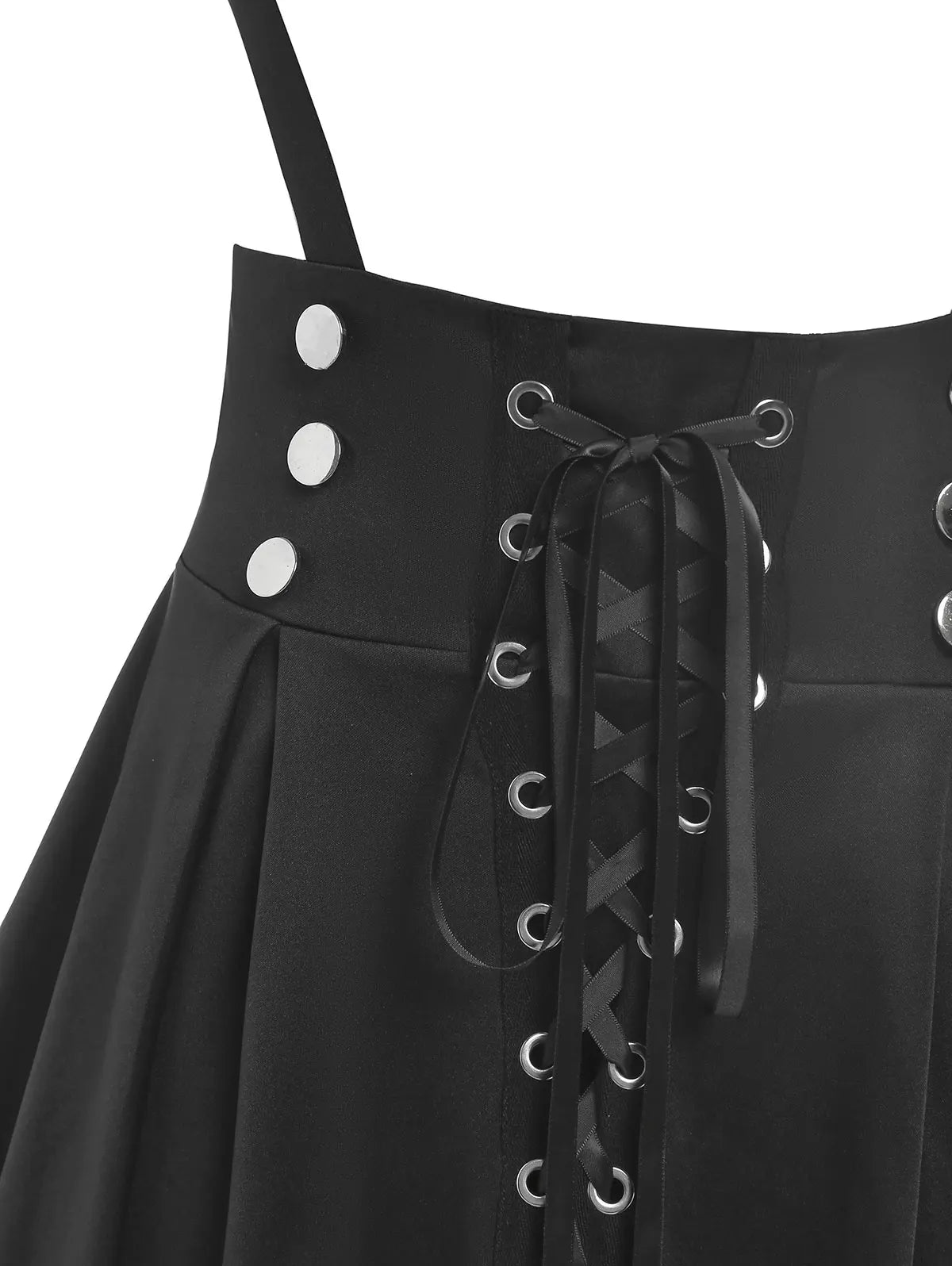 ROSEGAL Plus Size Women's High Waist Jumper Skirts Gothic Lace Up Buckles Godet Hem A Line Suspender Skirt Three Colors Choose