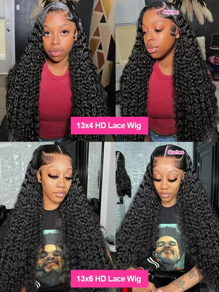 200 Density Water Wave 13x6 Transparent Lace Front Wig Glueless Human Hair Wigs Deep Wave 13x4 Lace Frontal Wig For Women