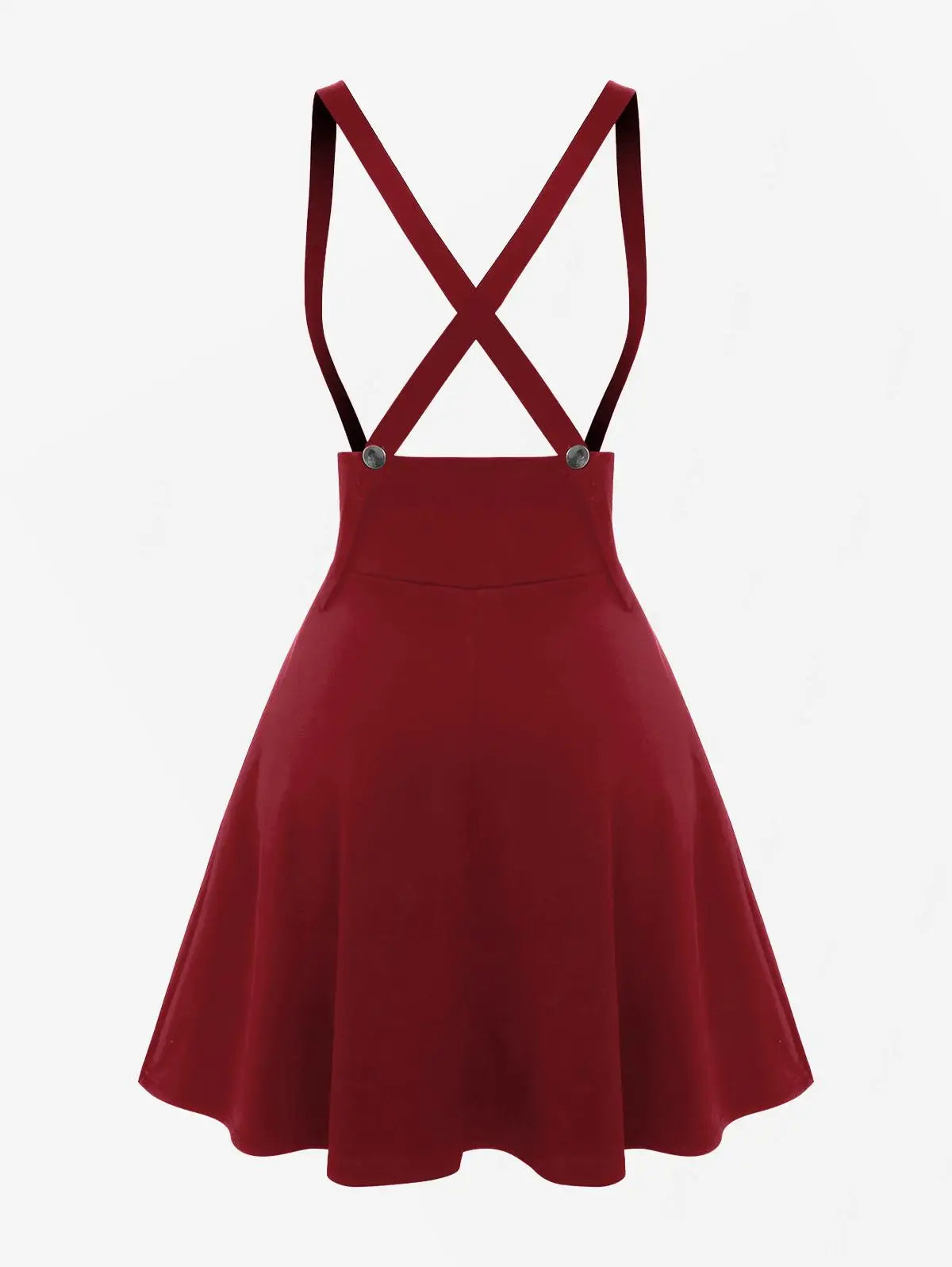 ROSEGAL Plus Size Women's High Waist Jumper Skirts Gothic Lace Up Buckles Godet Hem A Line Suspender Skirt Three Colors Choose