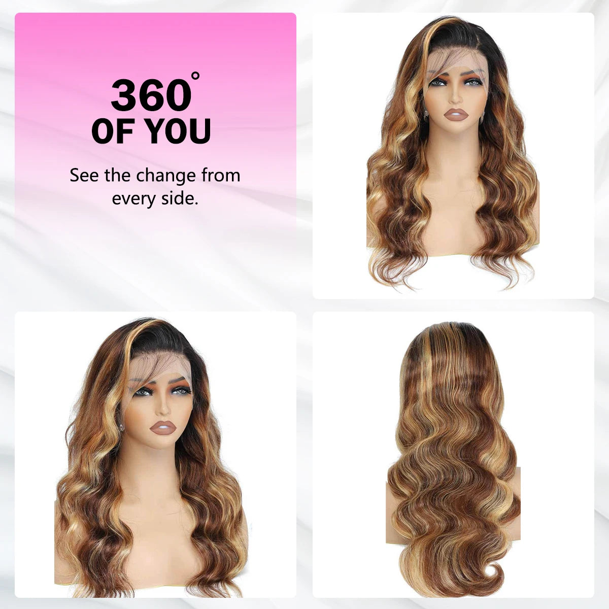 30 Inch 4/27 Highlight Wig Human Hair Body Wave 13x6 Hd Lace Frontal Wig Brazilian Remy Colored Transparent Lace 13x4 For Women