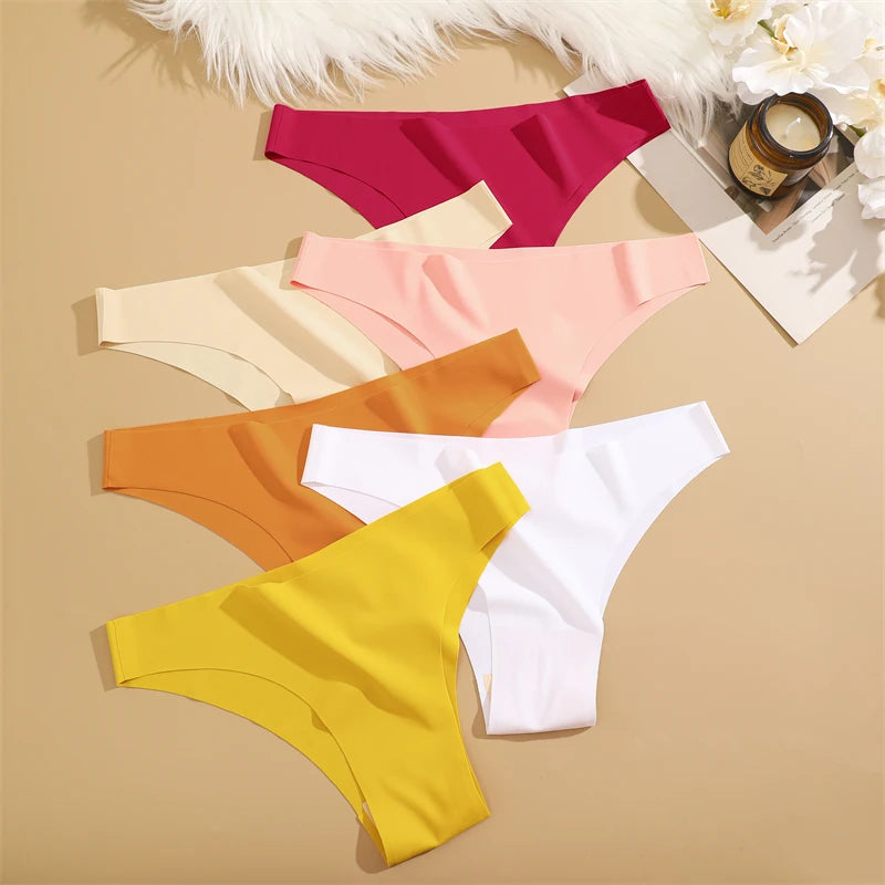 FINETOO 8Pcs Ultra-thin Seamless Underwear Women's Panties Sexy Low Waist Solid Brazilian Pants Female Plus Size Erotic Lingerie