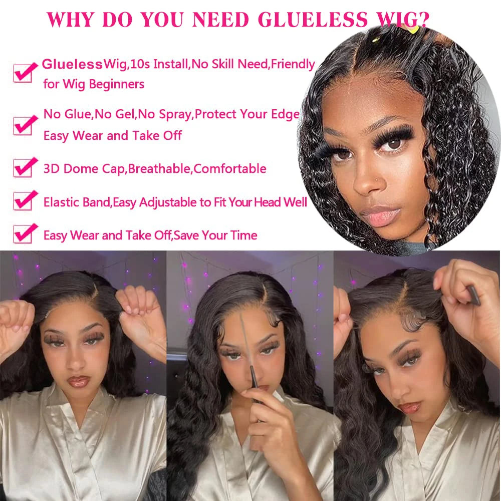 200 Density Water Wave 13x6 Transparent Lace Front Wig Glueless Human Hair Wigs Deep Wave 13x4 Lace Frontal Wig For Women