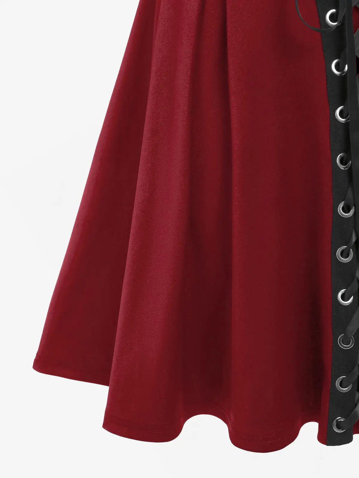 ROSEGAL Plus Size Women's High Waist Jumper Skirts Gothic Lace Up Buckles Godet Hem A Line Suspender Skirt Three Colors Choose
