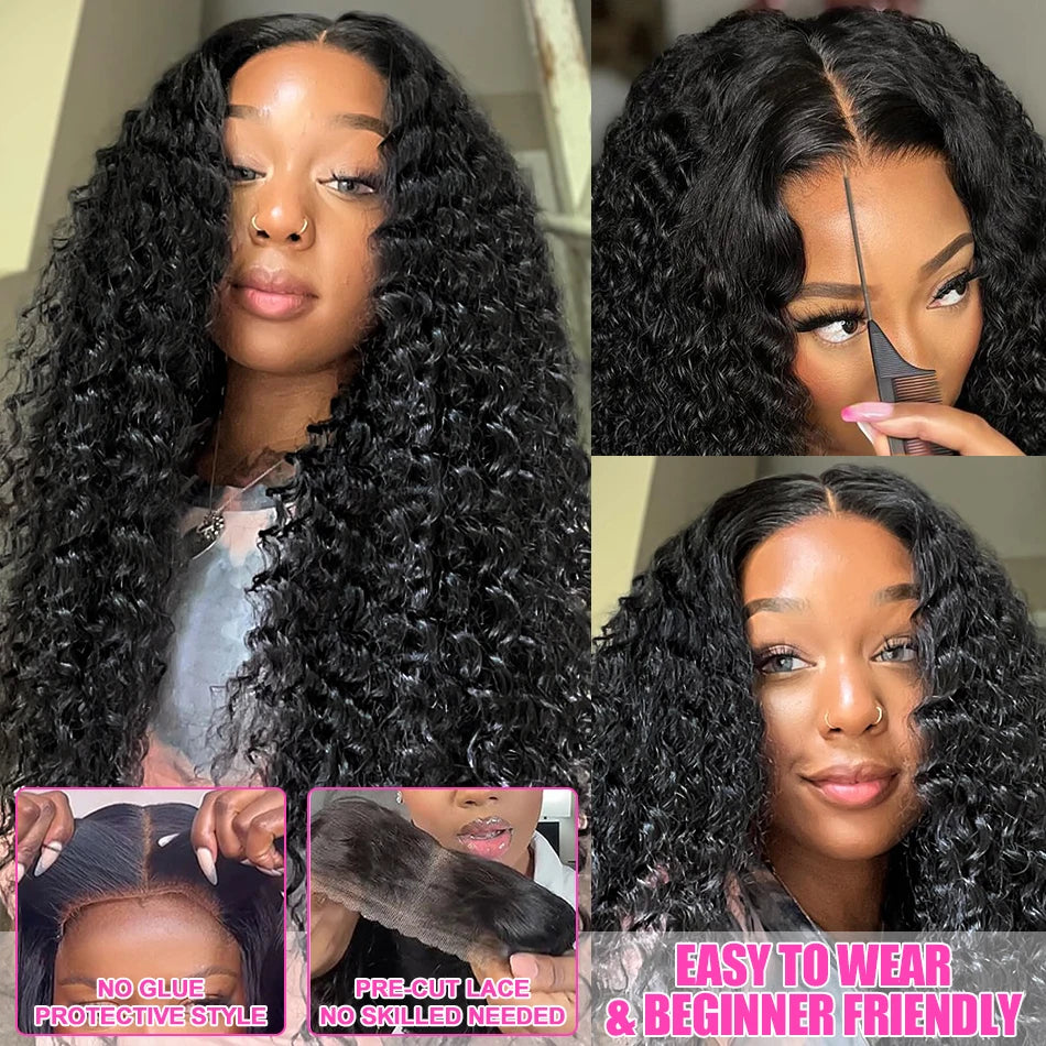 200 Density Water Wave 13x6 Transparent Lace Front Wig Glueless Human Hair Wigs Deep Wave 13x4 Lace Frontal Wig For Women