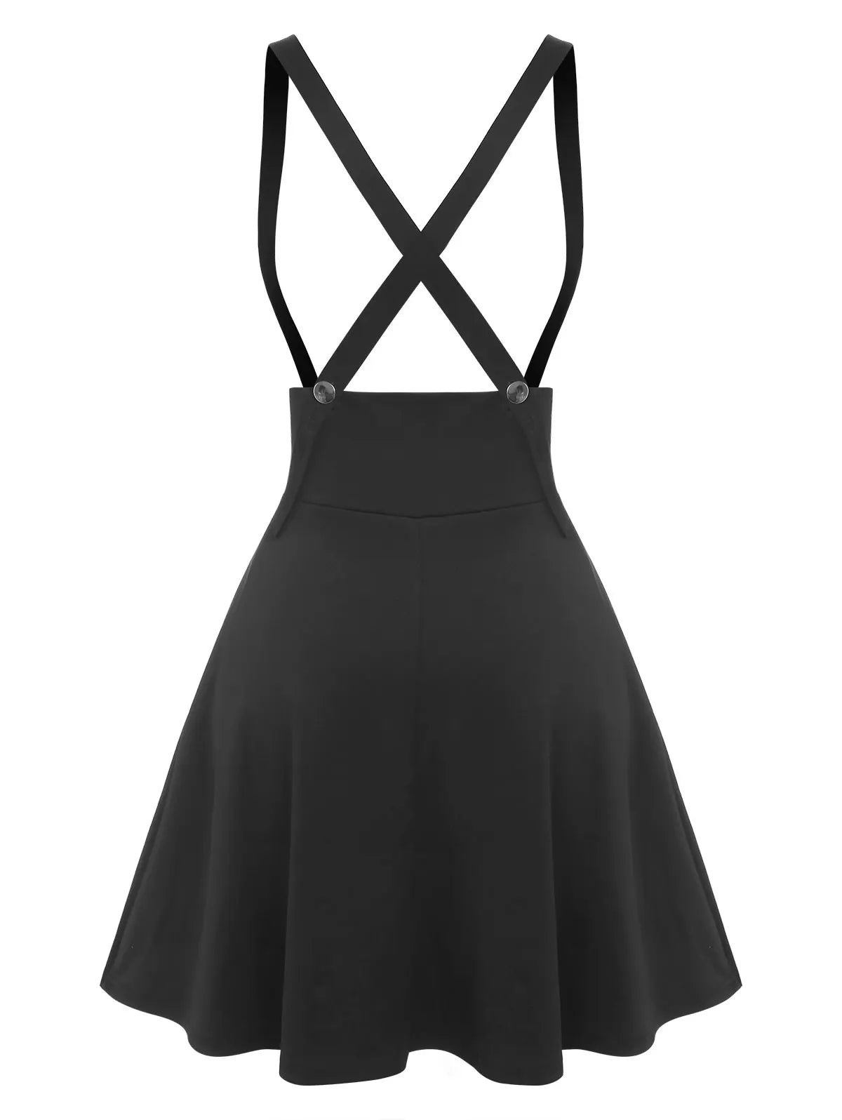 ROSEGAL Plus Size Women's High Waist Jumper Skirts Gothic Lace Up Buckles Godet Hem A Line Suspender Skirt Three Colors Choose