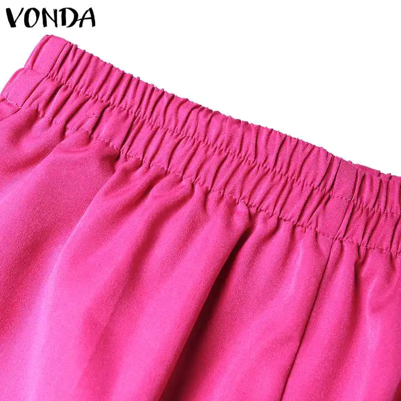 Plus Size VONDA Women Fashion Pant Sets Elegant Suits Long Sleeve Asymmetrical Patchwork Casual Top and Long Pants Bohemian Sets