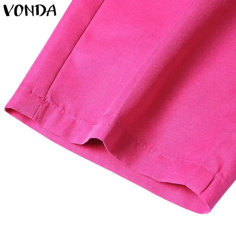 Plus Size VONDA Women Fashion Pant Sets Elegant Suits Long Sleeve Asymmetrical Patchwork Casual Top and Long Pants Bohemian Sets