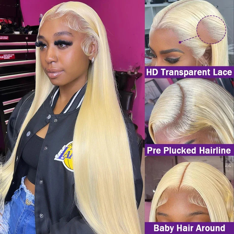 Brazilian blonde 613 30 inch bone straight human hair wigs 13x6 lace frontal wig 250 density 13x4 lace front wig for black women