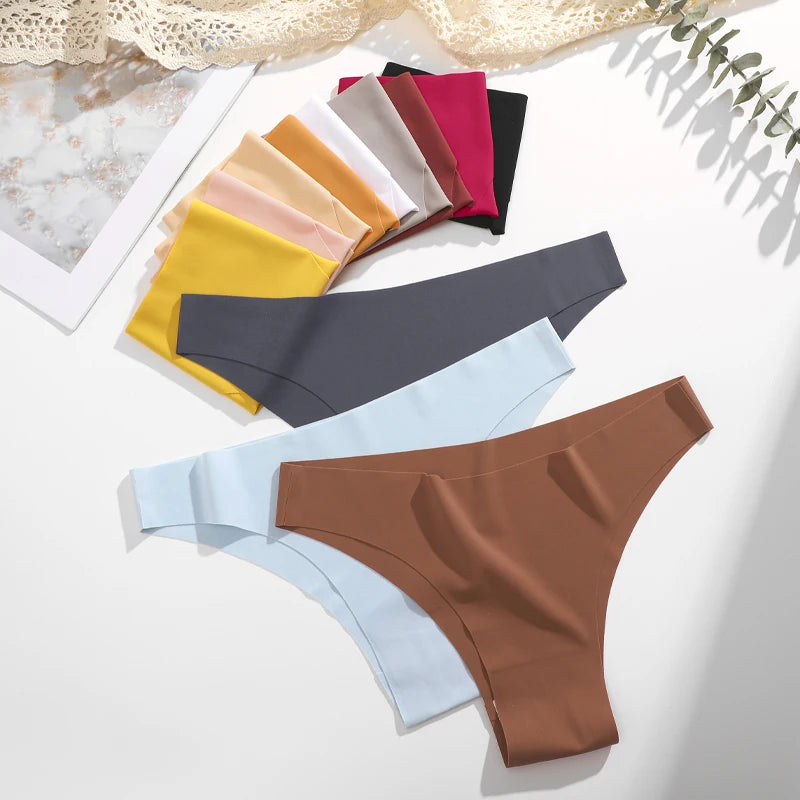 FINETOO 8Pcs Ultra-thin Seamless Underwear Women's Panties Sexy Low Waist Solid Brazilian Pants Female Plus Size Erotic Lingerie