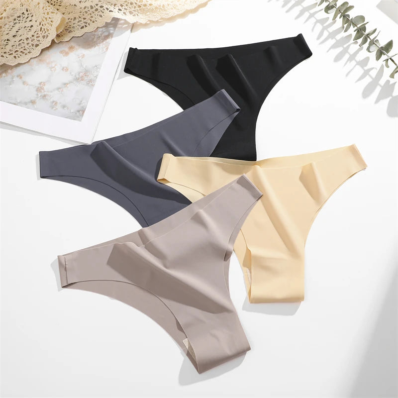 FINETOO 8Pcs Ultra-thin Seamless Underwear Women's Panties Sexy Low Waist Solid Brazilian Pants Female Plus Size Erotic Lingerie