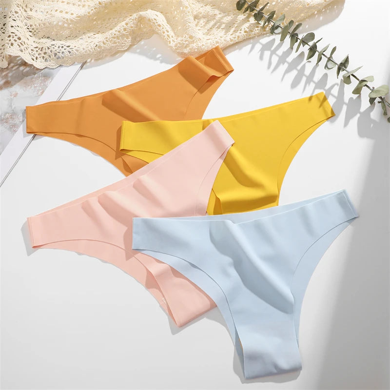 FINETOO 8Pcs Ultra-thin Seamless Underwear Women's Panties Sexy Low Waist Solid Brazilian Pants Female Plus Size Erotic Lingerie