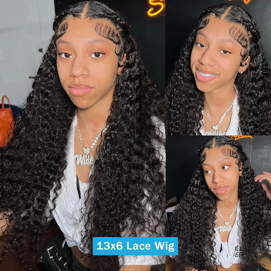 200 Density Water Wave 13x6 Transparent Lace Front Wig Glueless Human Hair Wigs Deep Wave 13x4 Lace Frontal Wig For Women