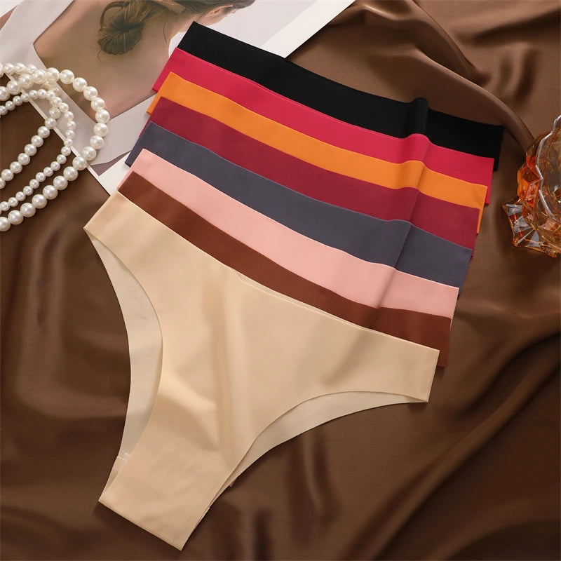 FINETOO 8Pcs Ultra-thin Seamless Underwear Women's Panties Sexy Low Waist Solid Brazilian Pants Female Plus Size Erotic Lingerie